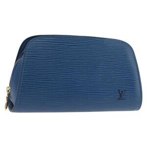 LOUIS VUITTON Epi Dauphine PM Pouch Blue LV Auth